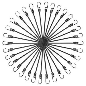 ZHOUBIN 12 inch Bungee Cords with Hooks - Short Small Black Bungee Cords, 15 Pcs